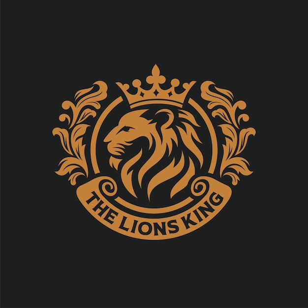 Modello vettoriale di design del logo di lusso con testa di leone imperiale