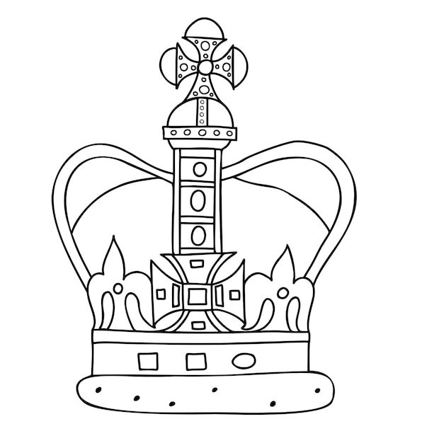 Imperial state crown of uk and king charles iii british monarch vector linear hand drawn doodle