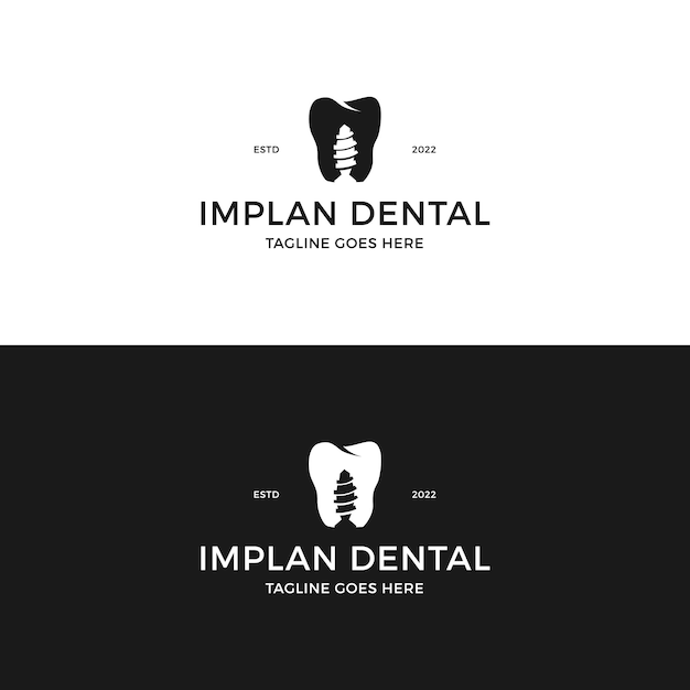 Implant dental dentist tooth logo design