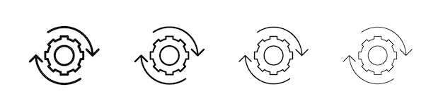 implementation icon outline sign symbol set