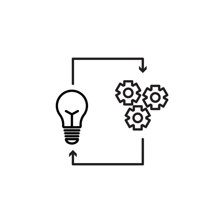 वेक्टर implementation icon vector flat thin line illustration