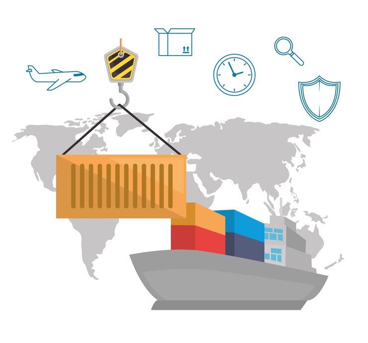 Vector import free shipping set icons