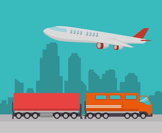 Vector import free shipping train and airplane