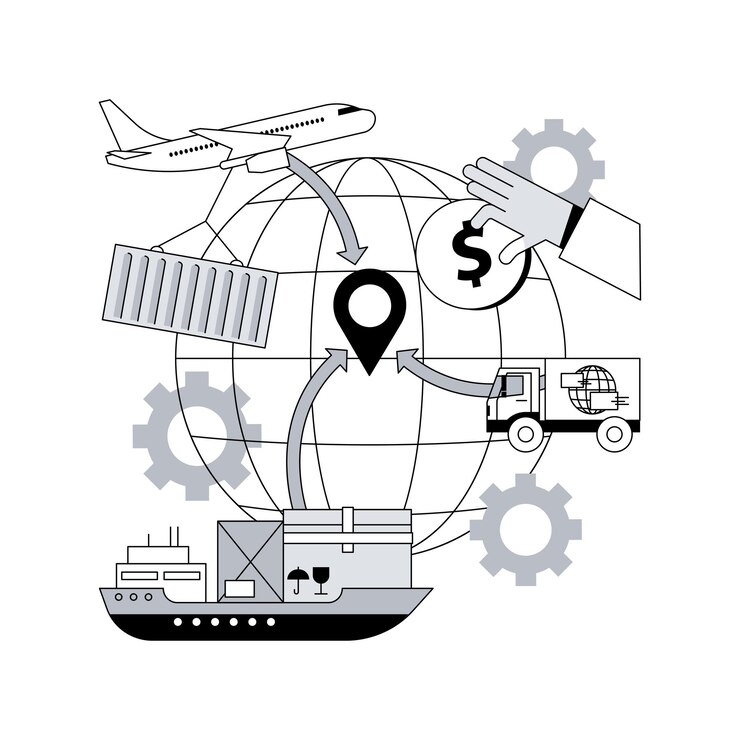 Vector import of goods and services abstract concept vector illustration
