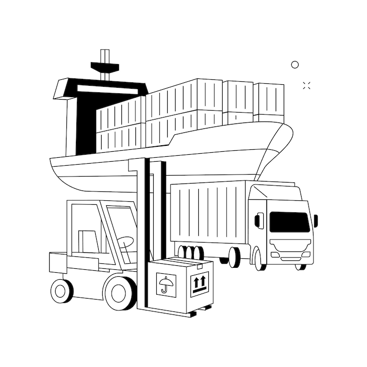 Vector import of goods and services abstract concept vector illustration
