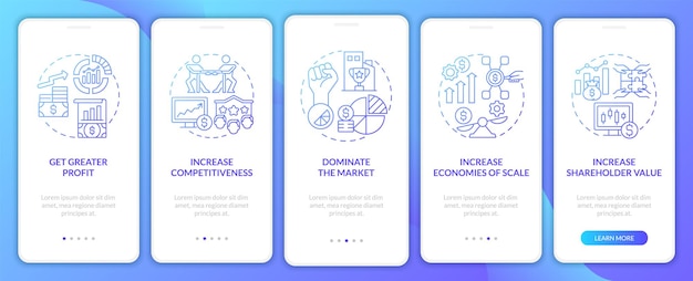 importance of business expansion blue gradient onboarding mobile app page screen