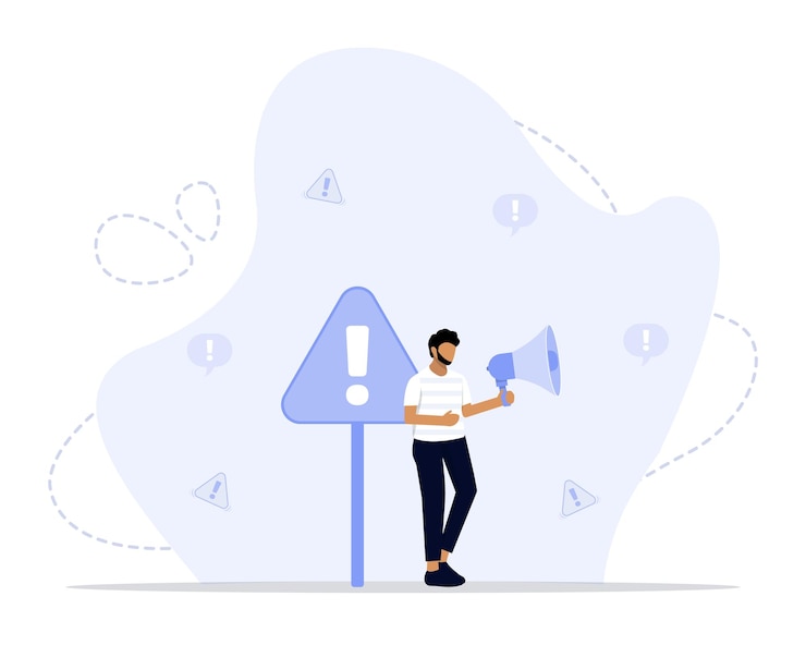 Вектор важное объявление, внимание или предупреждающая информация.