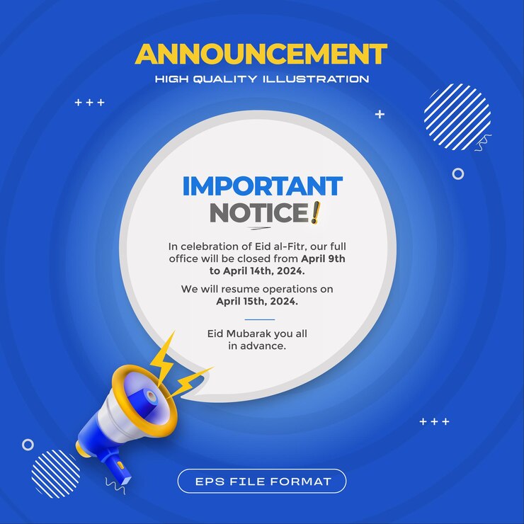 Vector important announcement social media post with megaphone vector illustration