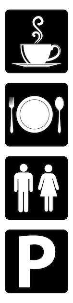 Important icon Collection for restaurant Meal icon Coffee shop icon Washroom symbol