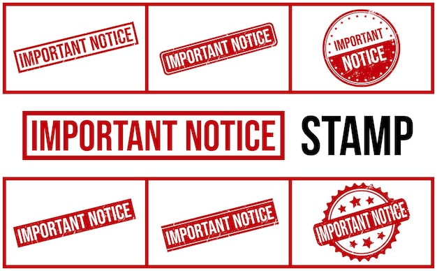 Important notice rubber stamp set vector