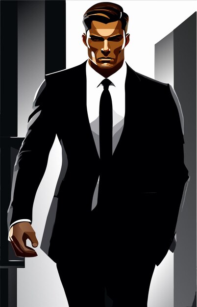 Vector imposing businessman in classic black suit