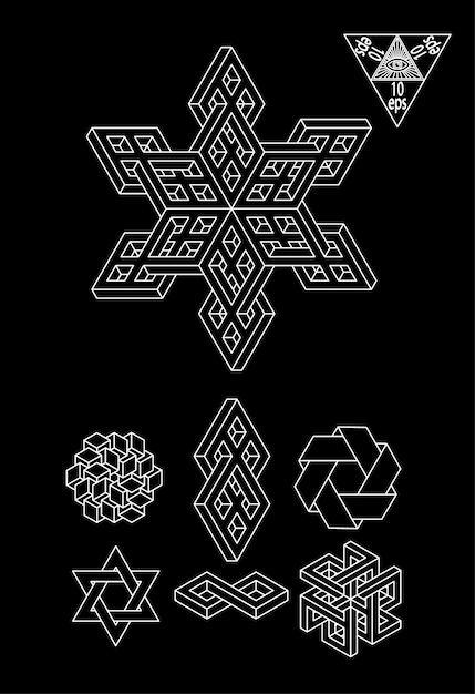 Impossible geometry symbols vector set