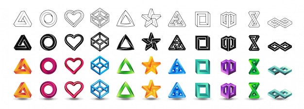 Impossible shapes icon set