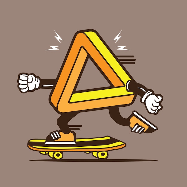 Design del personaggio skateboarding forma triangolare impossibile