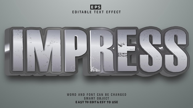 Impress Silver Color 3d Editable Text Effect Vector With Background