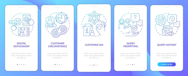 Improve interaction with customers blue gradient onboarding mobile app screen