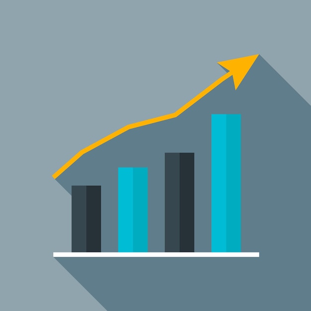 Vector improve statistic diagram flat stylized. flat stylized object with long shadow