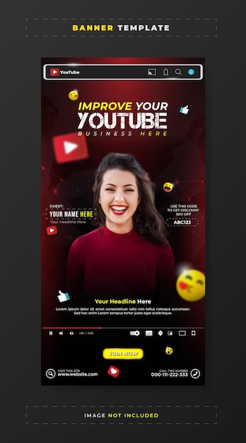 ベクトル youtubeのビジネスプロモーションバナーテンプレートを改善する