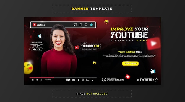 Improve youtube business promotion banner template