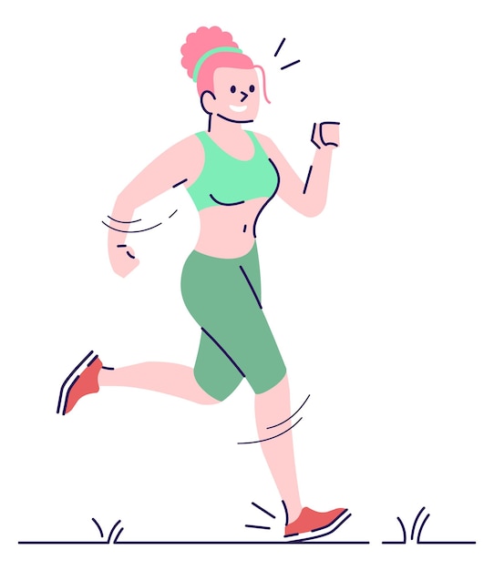 Improving mood with exercises semi flat rgb color vector illustration