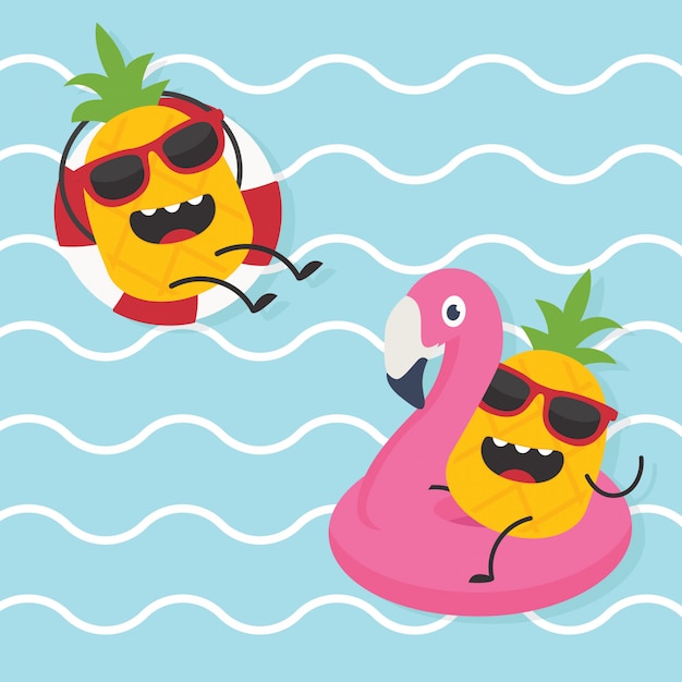 In de zomervakantie, Pineapple Character Summer Illustration