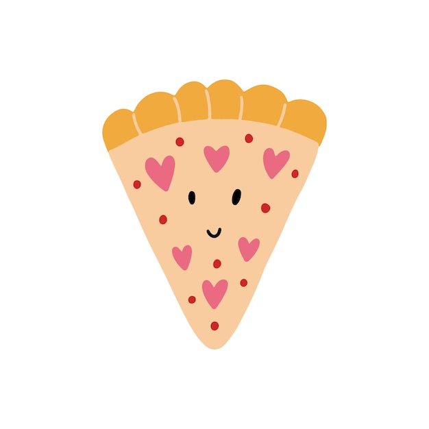 В любви пицца. романтический векторный элемент рисованной каракули