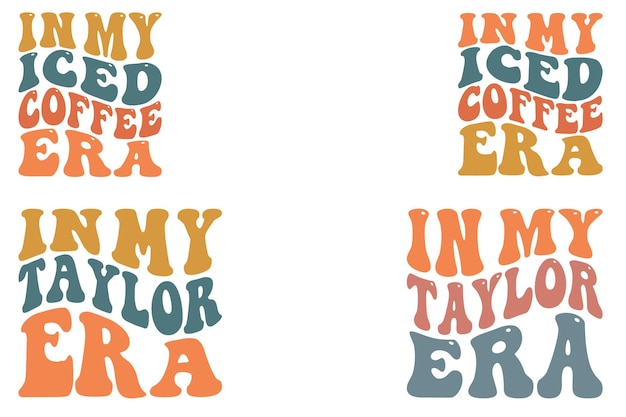 ベクトル in my ice coffee era in my taylor era レトロな波状 svg t シャツ