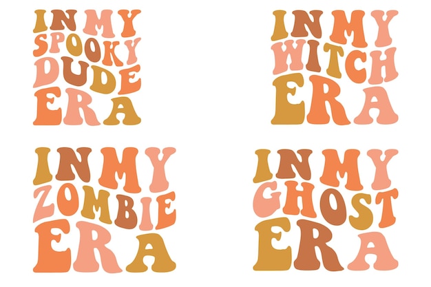 In My Spooky dude Era In My Witch Era In My Zombie Era In My Ghost Era retro golvende SVG-bundel