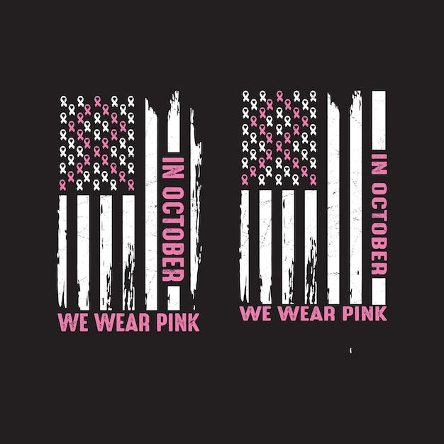 In oktober dragen we een roze t-shirt design.breast cancer awareness.