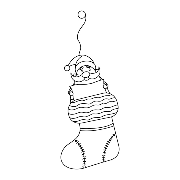 靴下でサンタ クロース メリー クリスマス バナー ベクトルが白い背景で隔離の装飾します。