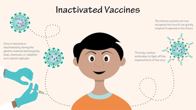Inactivated vaccines infographic conceptual diagram