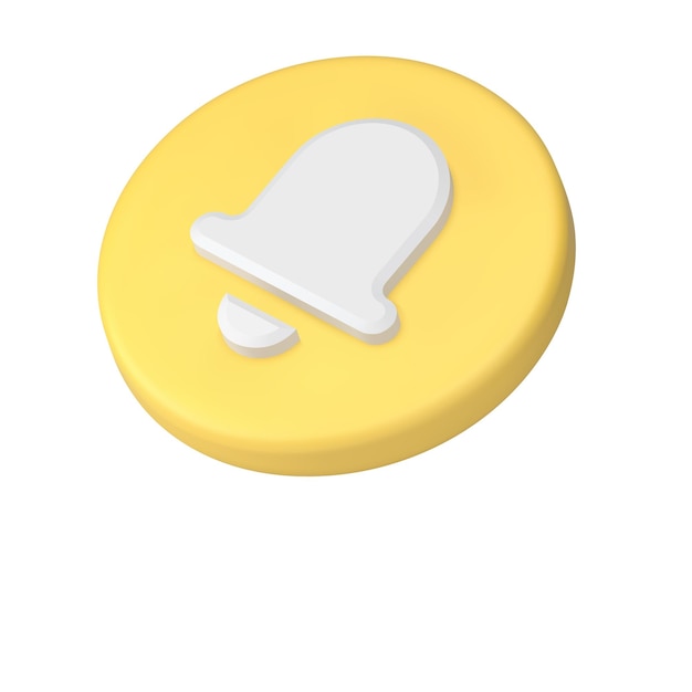 Inbox message call sound notification attention alert yellow circle button isometric 3d icon vector