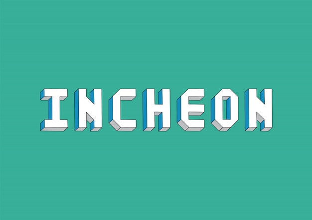 Vector incheon text with isometric effect