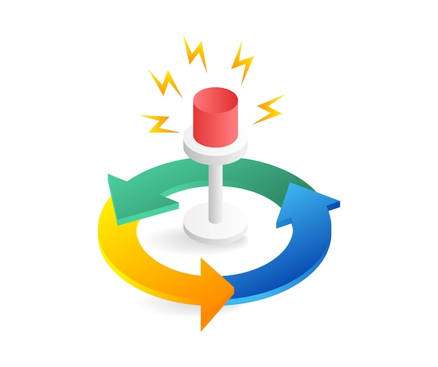 Incident alarm infographic flat 3d isometric illustration concept