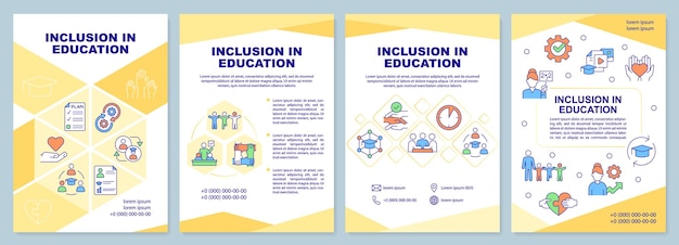 Vector inclusion in education yellow brochure template