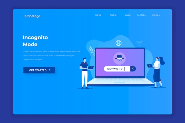 Концепция иллюстрации просмотра инкогнито для веб-сайтов, целевых страниц, плакатов и баннеров мобильных приложений