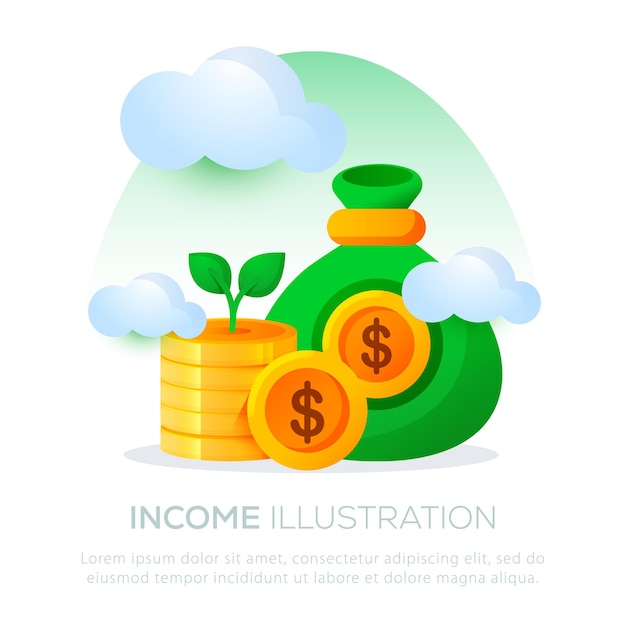 Income business illustration design for mobile or website design