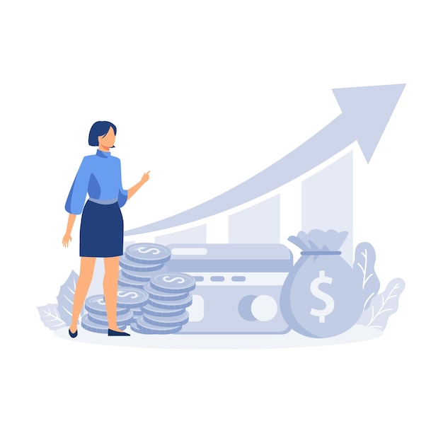 Vector income growth chart, banking services, financial report graph. flat vector modern illustration