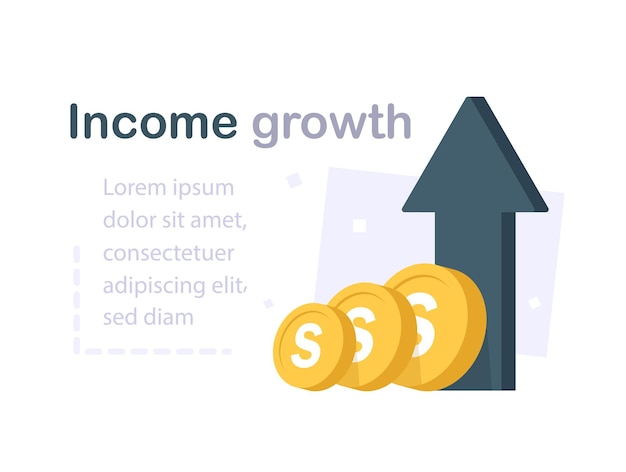 Income growth chart, banking services, financial report graph, return on investment flat icon