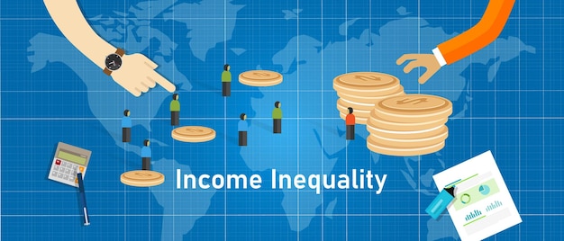 Vector income inequality gap of wealth concept of gini coefficient index in society economy