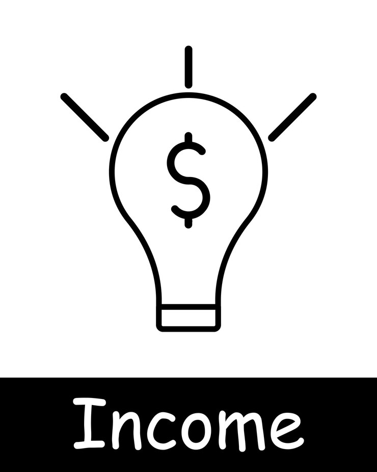 Vector income line icon dollar bills earnings finance money revenue salary cash wealth financial growth economic stability budgeting pay growth idea strategy