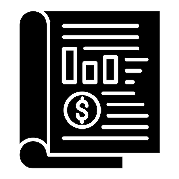 Income Statement Glyph Solid Black Illustration