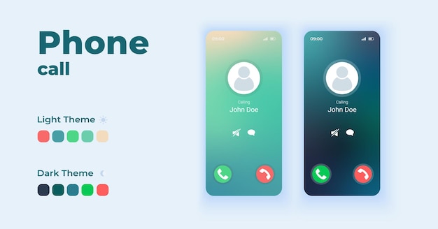 Vector incoming call displaying on screen cartoon smartphone interface templates set.