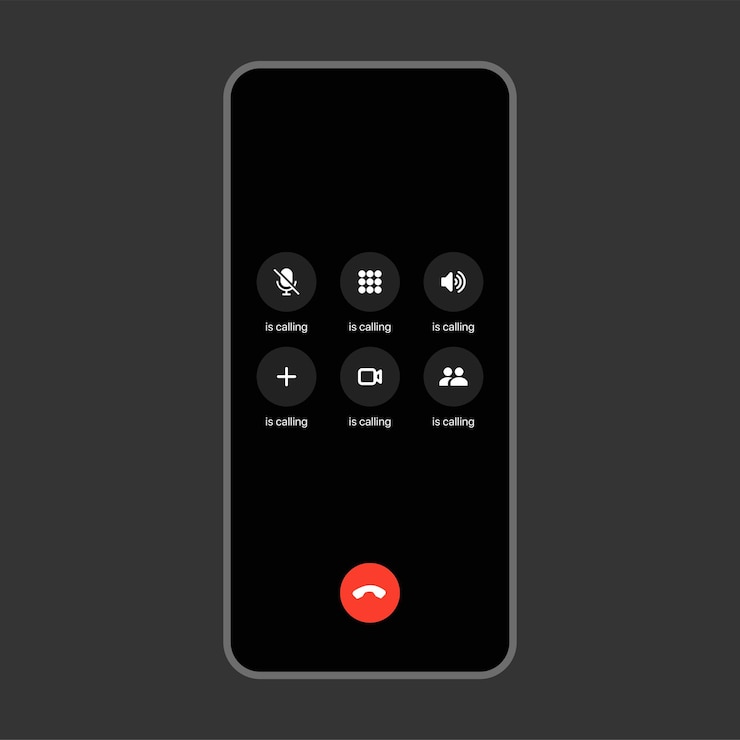Vector incoming call screen mockup for mobile ui design