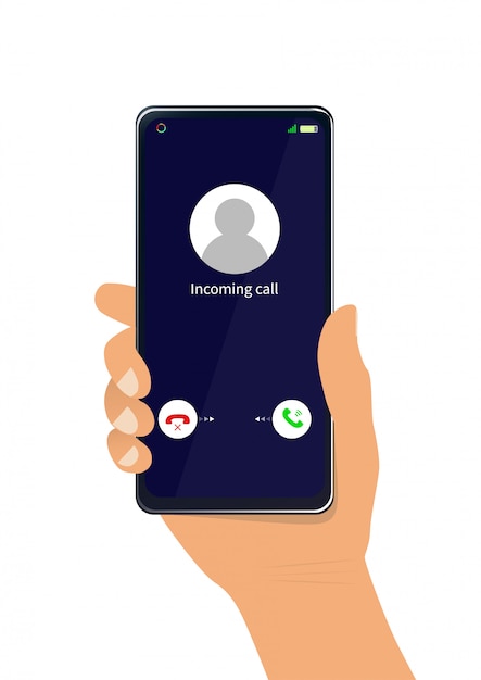Vettore chiamata in arrivo sullo smartphone.