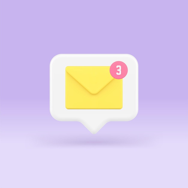 Incoming message newsletter email internet chat notification quick tips 3d icon realistic vector