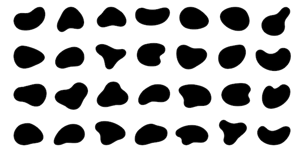 Incorrect drop shape. abstract elements in fluid detection in design. black abstract spot on a white background.