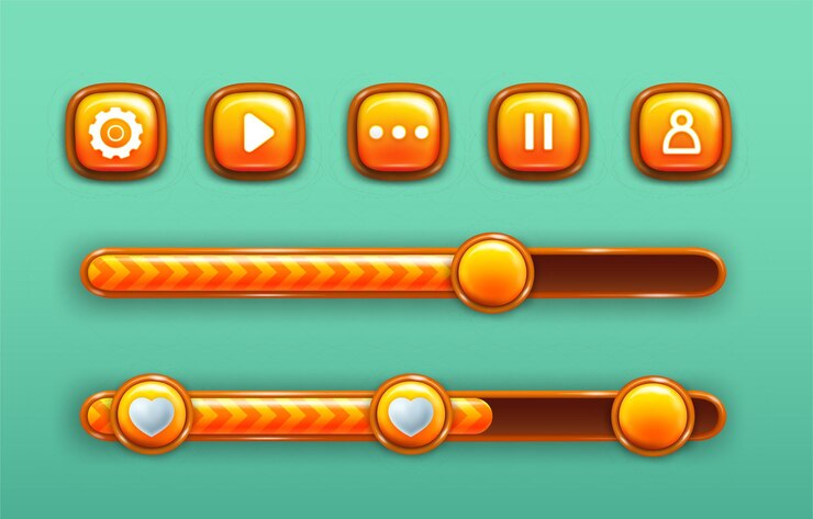 Vector increase and decrease buttons with power bars
