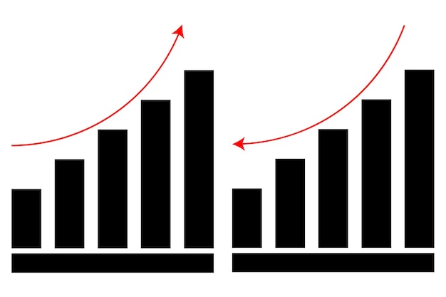 Increase or decrease graph line icon vector