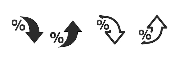 Vector increase percentage arrow up icon decrease down price cost percent rate flow line outline stroke